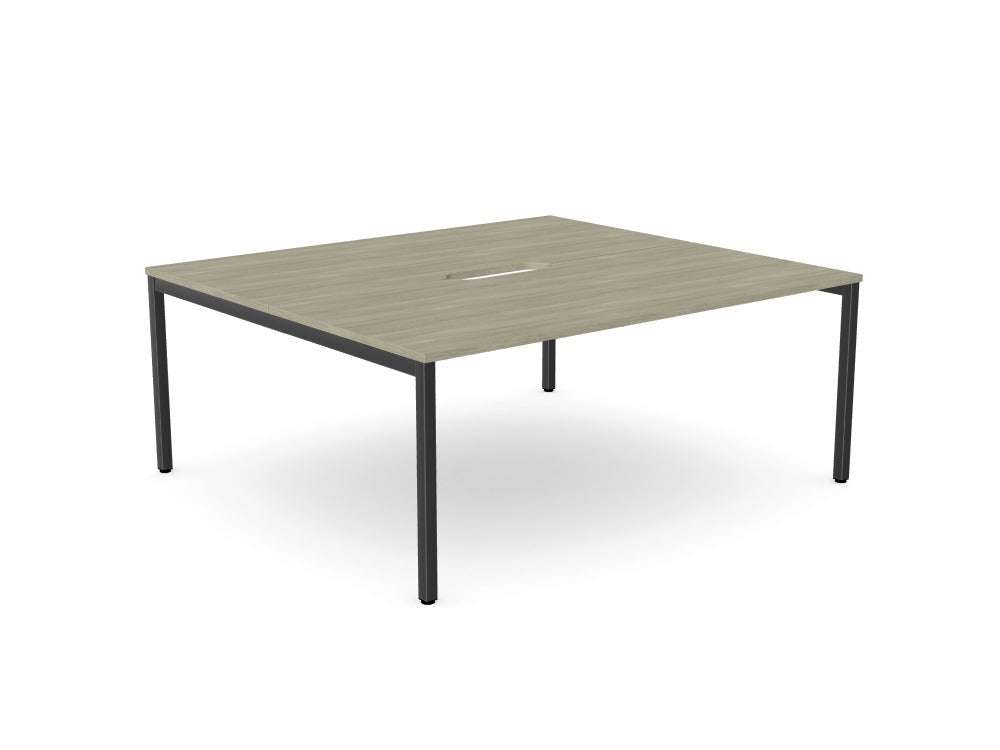 C - Sense Bench - Office Desk (Starter) - SKU: Product Code: CSE - 2PB - LEO - TS1880/AO/BLK - > 2x Top: CSE - TS1880/AO , 2x Beam: CSE - B1800/BLK , Leg: CSE - LEO1600/BLK DesignTHATSMYOFFICE
