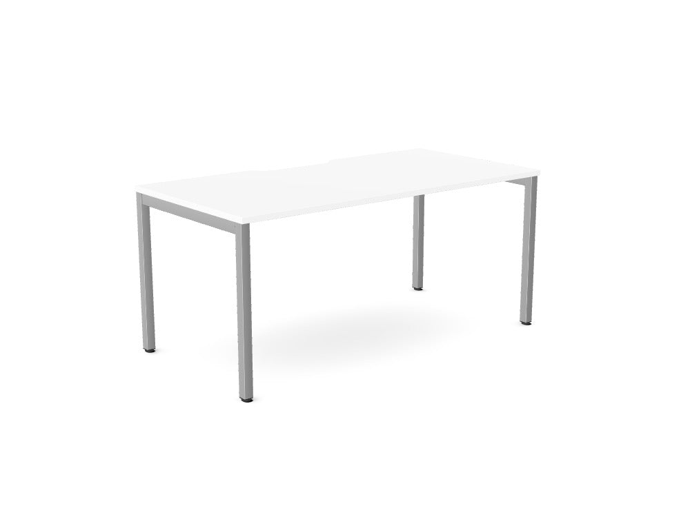 C - Sense Desk - Stocked - SKU: Product Code: CSE - 1PB - LEO - TS1680/WH/SLV , Top: CSE - SOLO - TS1680/WH , Beam: CSE - SOLO - B1600/SLV , Legs: CSE - LEO800/SLV