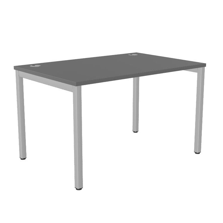 Gray table with white legs on a white background
