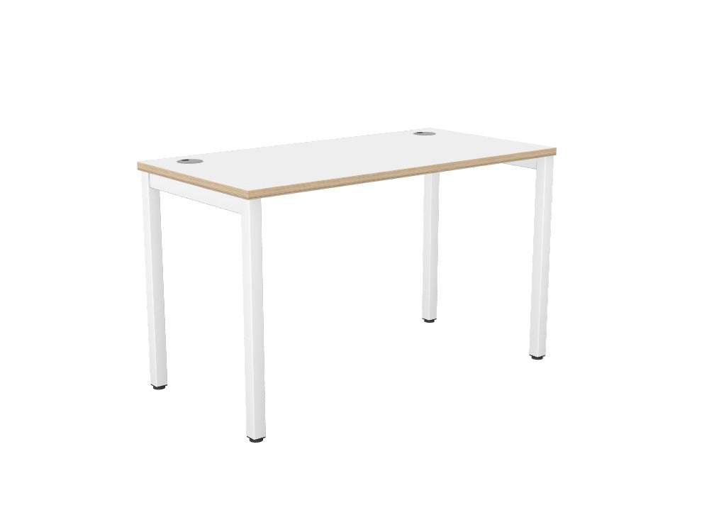 C - Sense Office Desk 120cm x 60cm Portal White Ply Edge - SKU: Product Code: CSE - PLY - 1PB - LEO - TP1260/WH/WHT , Top: CSE - SOLO - PLY - TP1260/WH , Beam: CSE - SOLO - B1200/WHT , Legs: CSE - LEO600/WHTTHATSMYOFFICE