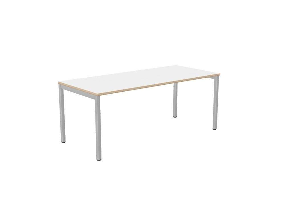 C - Sense Office Desk - SKU: Product Code: CSE - PLY - 1PB - LEO - T1880/WH/SLV , Top: CSE - SOLO - PLY - T1880/WH , Beam: CSE - SOLO - B1800/SLV , Legs: CSE - LEO800/SLV