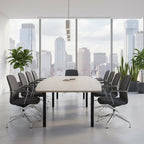 C-Sense Two Piece Curved Meeting Table -400cm by 140/120cm SKU: CSE-LEO-MTC40-14/AO/BLK, Tops x2: CSE-MTC2014/AO, Beams x4: CSE-B1600/BLK, Middle leg: CSE-LM1200/BLK, End Legs: CSE-LEO1200/BLKTHATSMYOFFICE