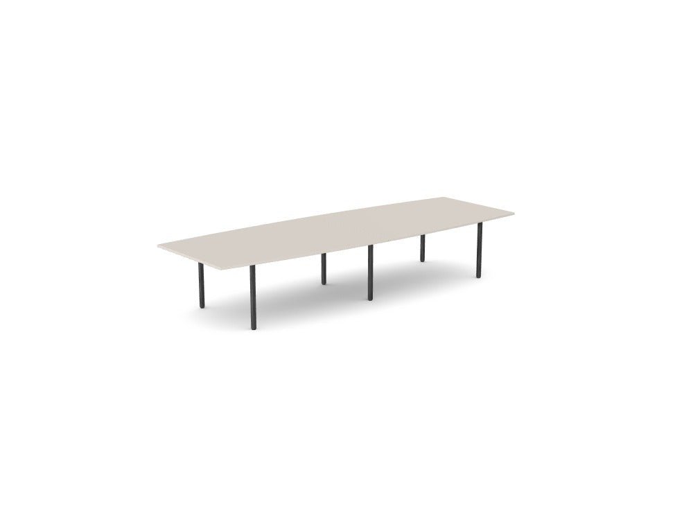 C-Sense Two Piece Curved Meeting Table - SKU: CSE-LEO-MTC40-14/CM/RAW, Tops x2: CSE-MTC2014/CM, Beams x4: CSE-B1600/RAW, Middle leg: CSE-LM1200/RAW, End Legs: CSE-LEO1200/RAWTHATSMYOFFICE