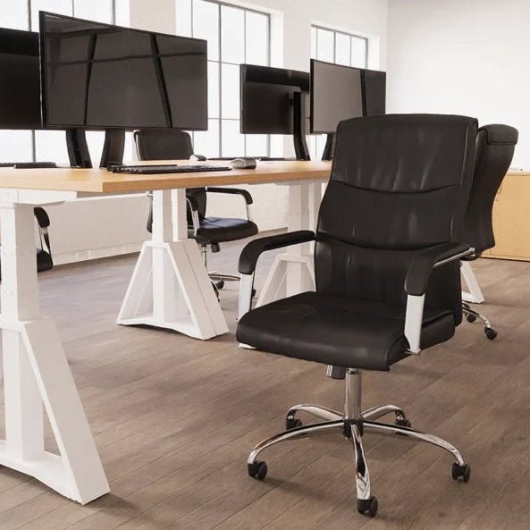 Carter High Back Black Leather Executive Office Chair  with Arms