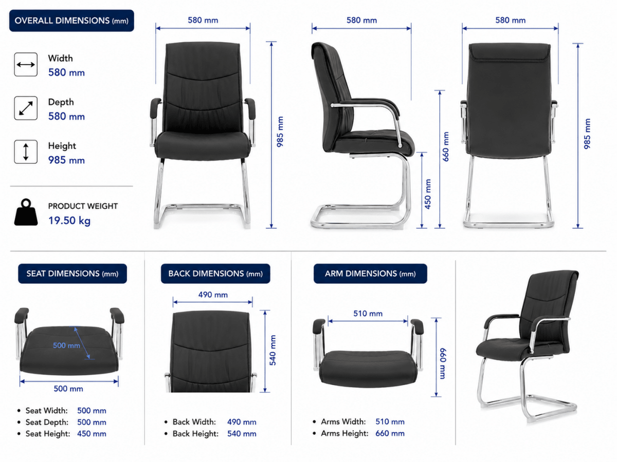 Carter Medium Back Black Feaux Leather Cantilever Visitor Office Chair with ArmsMeeting Conference ChairTHATSMYOFFICE