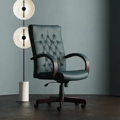 Chesterfield High Back Leather Executive Office Chair  with Arms