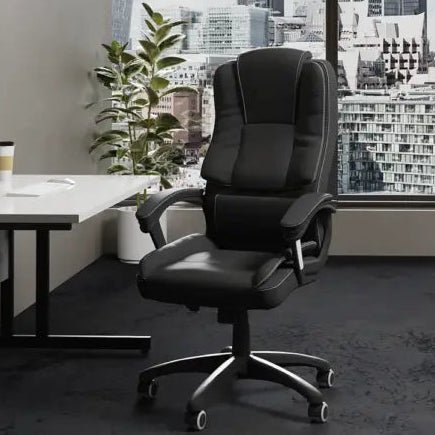 Dakota High Back Black Leather  Executive Office Chair with Arms