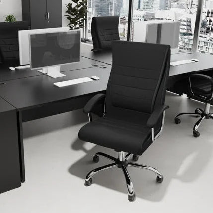 Dallas High Back Black Leather  Office Chair Executive with Arms