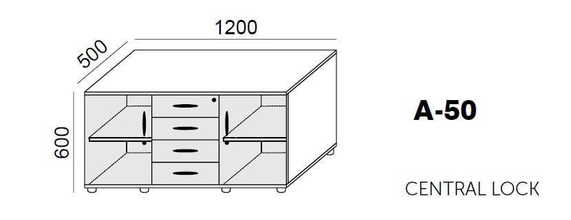 Desk Cabinet A-50 4 Drawers and Locking DoorsThat’s My Office Furniture, 360 Degree View storage, desk, chair