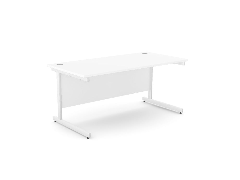 Dexters Metal Leg Straight Desk 80cm x 140cm White A - CTST1480/WH/WHT Top: AK - TM1480/WH, Leg: A - LCT1ST80/WHT