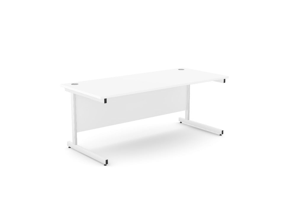 Dexters Metal Leg Straight Desk 80cm x 180cm White A - CTST1880/WH/WHT Top: AK - TM1880/WH, Leg: A - LCT1ST80/WHT