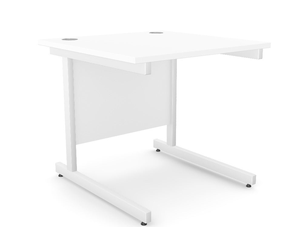 Dexters Metal Leg Straight Desk 80cm x 80cm White: A - CTST8080/WH/WHT Top: AK - TM8080/WH, Leg: A - LCT1ST80/WHT