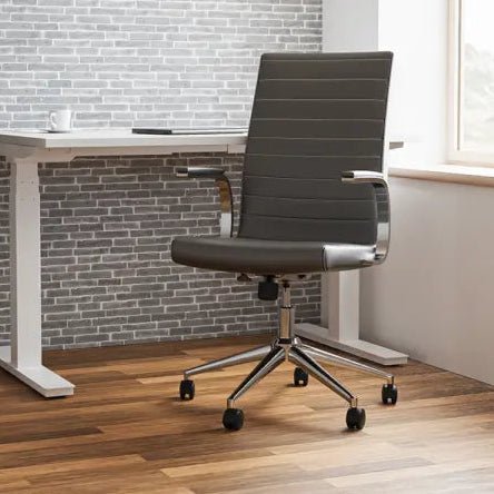 Ezra Medium Back Leather Executive Office Chair with Arms