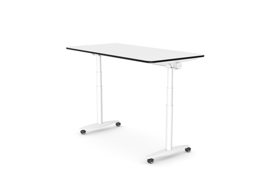 FlipMe Desk Standing Height Adjustable Desk - With Tilt Table WhiteTHATSMYOFFICE