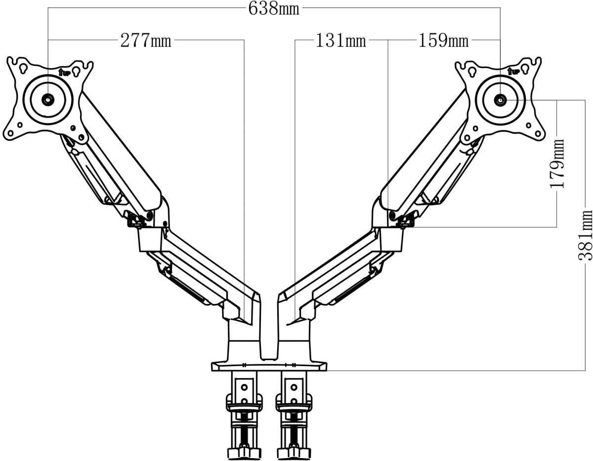 Gas spring double monitor desk arm Merge Double