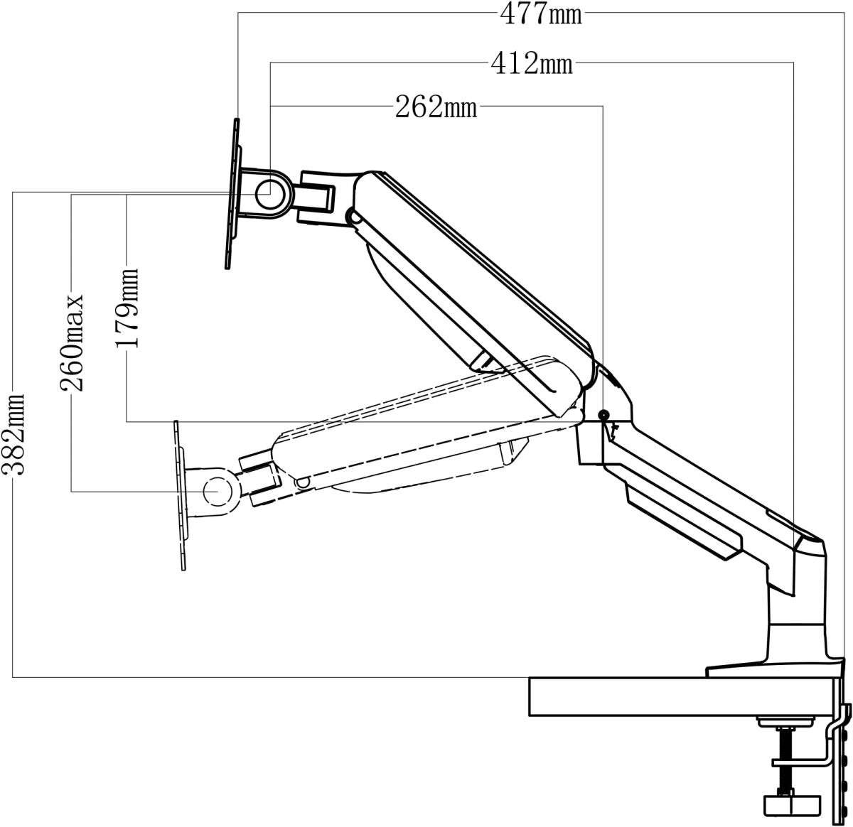 Gas spring double monitor desk arm Merge Double