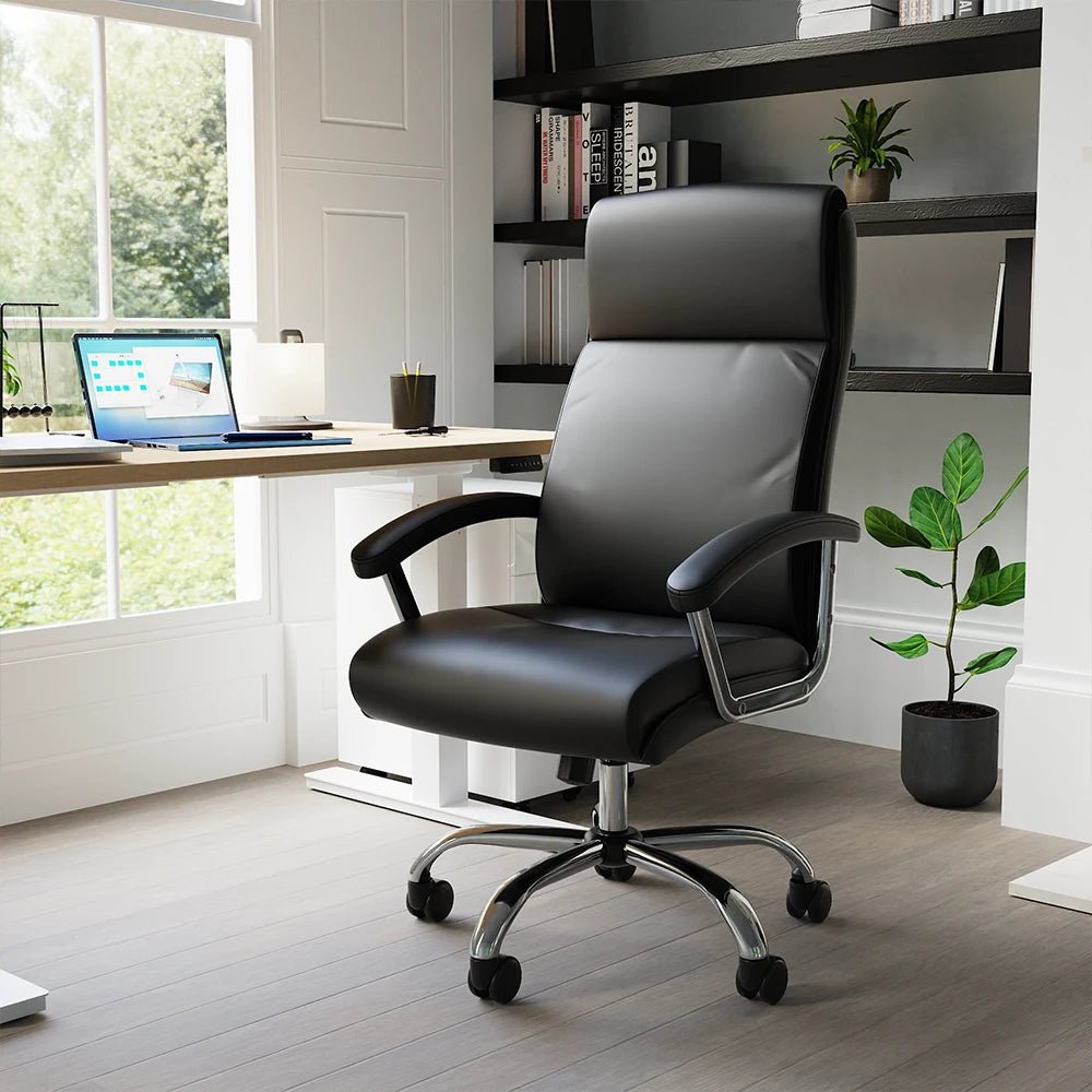 Hatley High Back Black Leather  Office Chair Executive with Arms