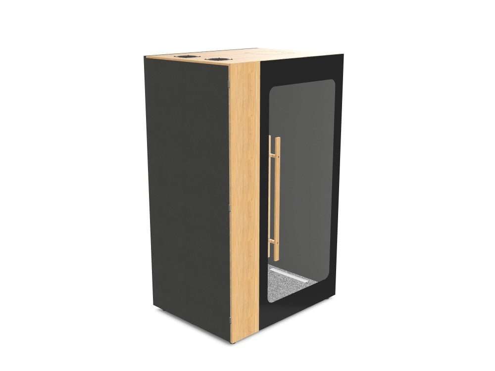 Hide Booths - H1+ - SKU: AQU - HIDE - ENL/SINGLE, Booth Main Colour: DARK, Natural Felt Option: N - ( - ), Back Panel: FELTBACK - (), Side Walls: FELT - (), Shelf height: 74