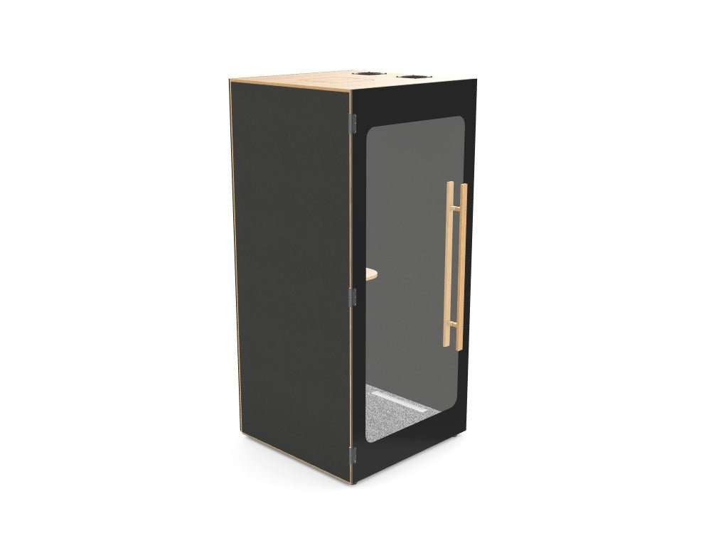 Hide Booths - H1 Stocked - SKU: AQU - HIDE - SINGLE, Booth Colour: DARK, Natural Felt Option: N - ( - ), Back Panel: GLASSBACK - (AQU - HIDE - SINGLE - ADDON - GLASS/WALL), Side Walls: FELT - ()