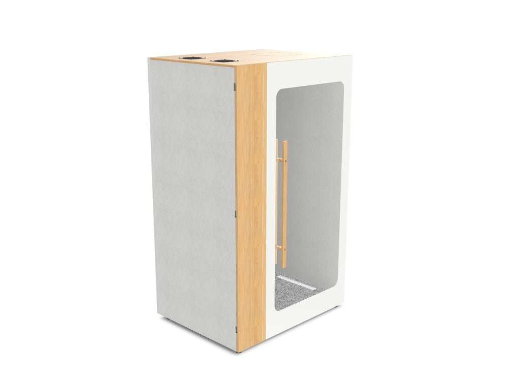Hide Personal Booth - H1+ - SKU: White Outer Light Grey Interiro Shelf Height 74cm 123cm 105cm Deep 220cm High