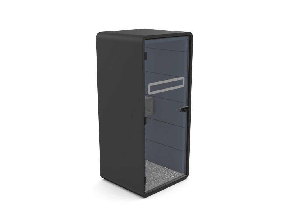 Hush Phone - SKU: MIK - HUS - BX - 018/UP, SHELL:AGC, GLASS:PRZ, HANDLE:JGC, UPHOLSTERY 1:DENIM_PE - TDM - 602, LAPTOP TABLE:MDN, SHELF:JGC, GREEN WALL: - , Stool: - THATSMYOFFICE