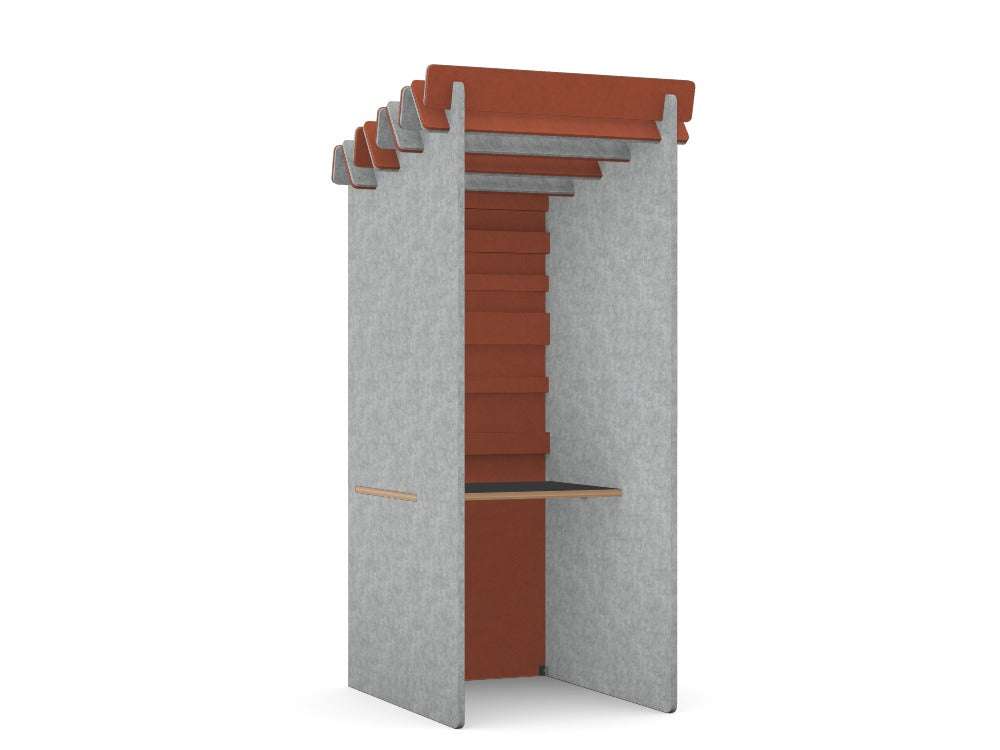 Koala Acoustic Booths - SKU: Booth: K - BOOTH/PLAIN, Side Wall Finish: Grey_KP - 38, Back Wall Finish: Terracotta_KP - 52, Top: PET - BOOTH/8060/GR/PLY, Finish: GRAPHITE/PLYTHATSMYOFFICE