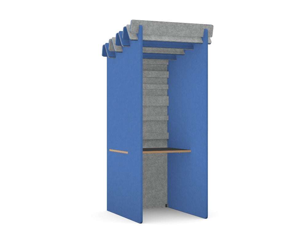 Koala Acoustic Booths - SKU: Booth: K - BOOTH/PLAIN, Side Wall Finish: Sapphire - Blue_KP - 33, Back Wall Finish: Grey_KP - 38, Top: PET - BOOTH/8060/GR/PLY, Finish: GRAPHITE/PLYTHATSMYOFFICE