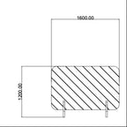 Technical dimension drawing showing four rectangular cross-sections with different internal line patterns (cross-hatch, grid, vertical stripes, diagonal stripes) and measurement labels above and beside each shape.