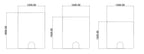Technical dimension drawing showing three rectangular product outlines with rounded bottom corners, labeled with width 1200.00 and heights 1600.