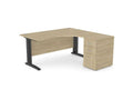 Komo Crescent Office Desk with Pedestal - SKU: Product Code: K - RD1612R/DHP/UO/BLK , Top: AK - TMPN1612R/UO Leg: K - L635/BLK Pedestal: KIT - DHP3C/6/UO