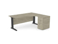 Komo Crescent Office Desk with Pedestal - SKU: Product Code: K - RD1812R/DHP/AO/BLK , Top: AK - TMPN1812R/AO Leg: K - L635/BLK Pedestal: KIT - DHP3C/6/AOTHATSMYOFFICE