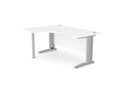 Komo Crescent Office Desk With Pole Leg - SKU: Product Code: K - RD1612L/WH/SLV , Top: AK - TMPN1612L/WH , Legs: K - L635/SLV , KIT - PLEG80/SLV