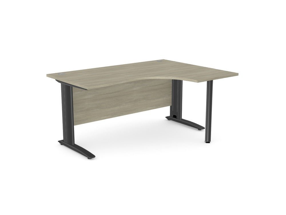 Komo Crescent Office Desk With Pole Leg - SKU: Product Code: K - RD1612R/AO/BLK , Top: AK - TMPN1612R/AO , Legs: K - L635/BLK , KIT - PLEG80/BLKTHATSMYOFFICE