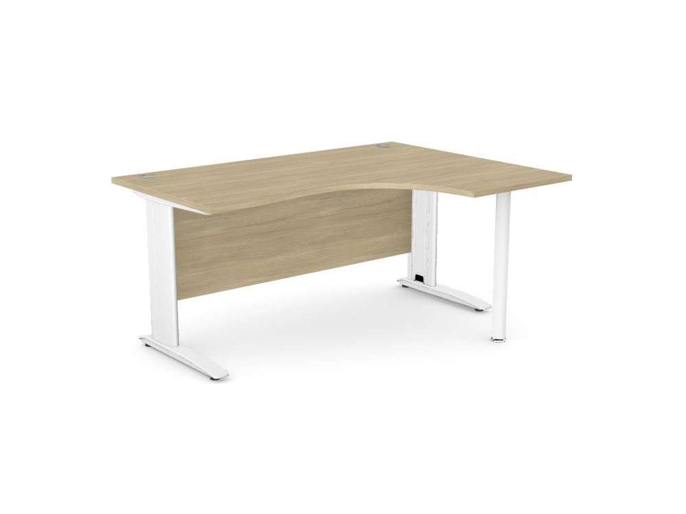 Komo Crescent Office Desk With Pole Leg - SKU: Product Code: K - RD1612R/UO/WHT , Top: AK - TMPN1612R/UO , Legs: K - L635/WHT , KIT - PLEG80/WHT