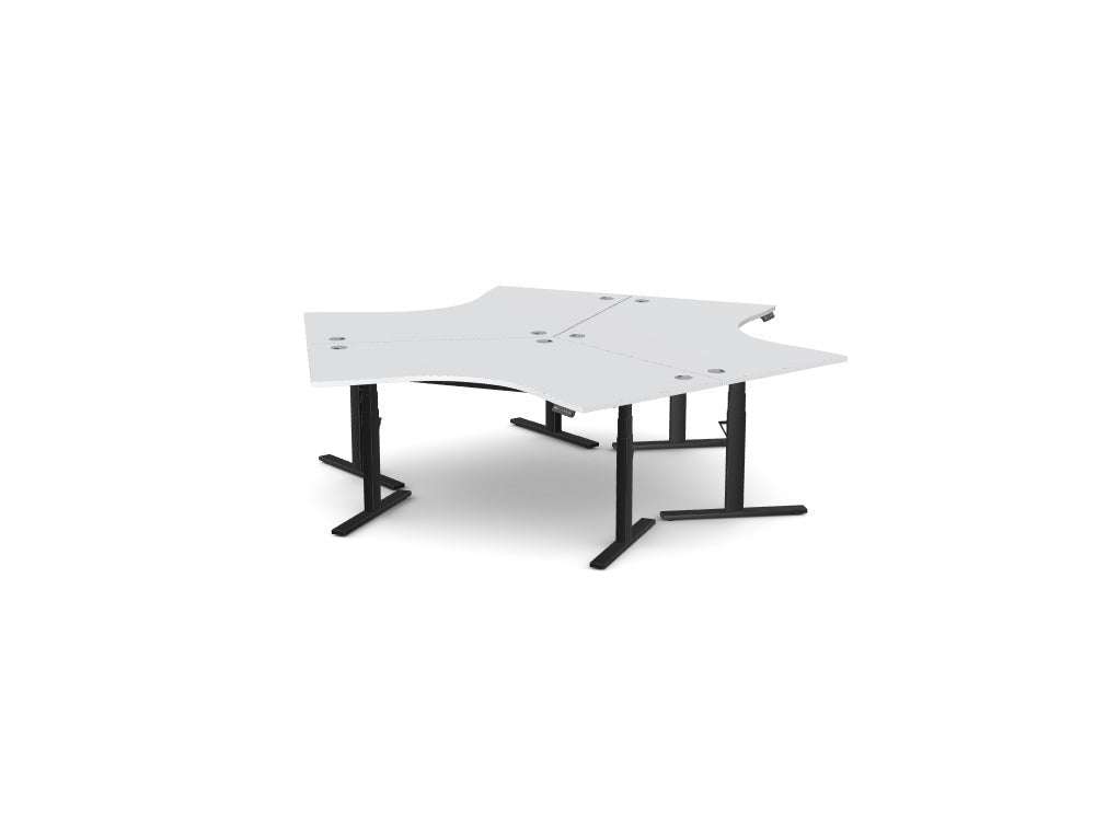 Leap 120 Degree Standing Desk Workstation - SKU: Frame: 3x LP/S3S8050/BLK, Top: 3x CSE - T3P3W1280/GY
