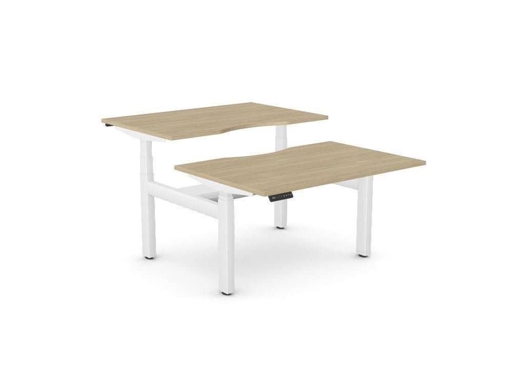 Leap 2 Person Sit Stand Desk Workstation - SKU: Frame: LP/DB3S8050/WHT + 2x Top: E - 25 - DPS1280/UO