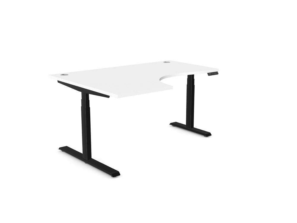 Leap Radial Standing Height Adjustable Desk - SKU: Frame: LEAP/R3S8050/90/BLK + Top: E - RD1612L/WH