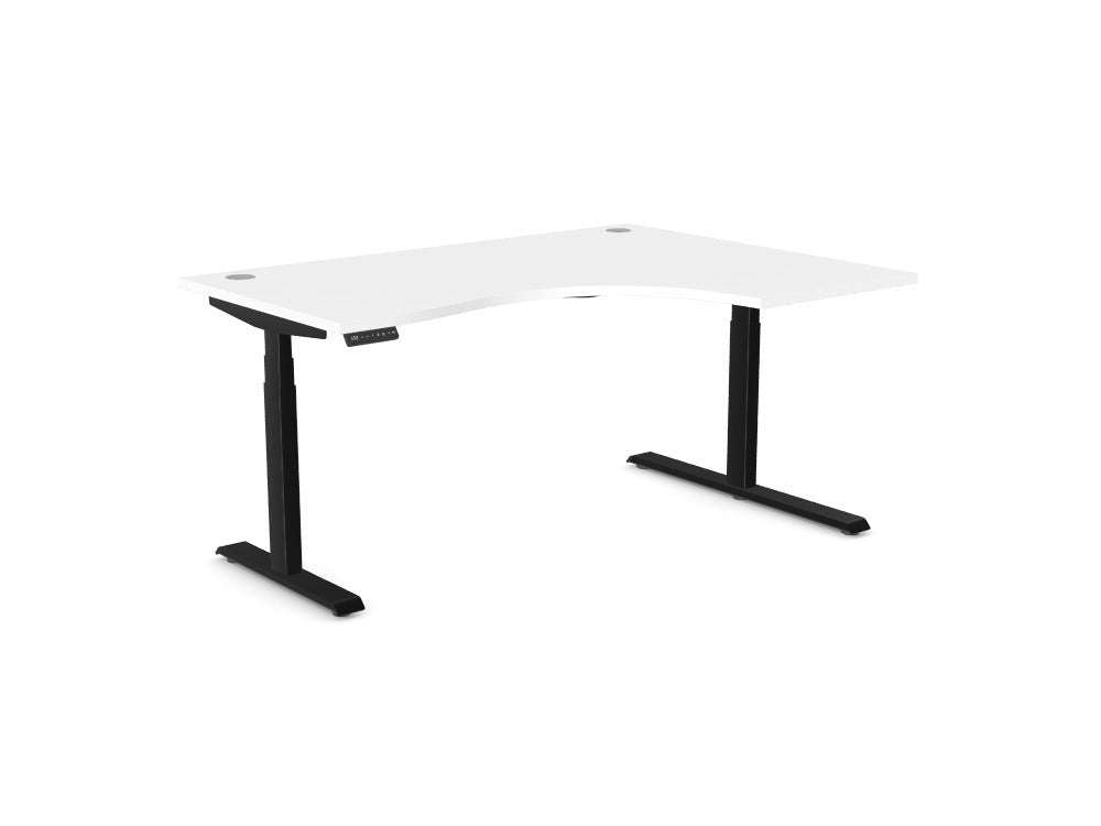 Leap Radial Standing Height Adjustable Desk - SKU: Frame: LEAP/R3S8050/90/BLK + Top: E - RD1612R/WH