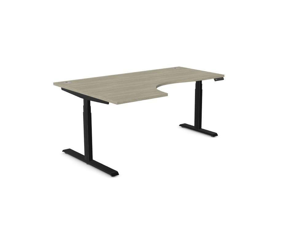 Leap Radial Standing Height Adjustable Desk - SKU: Frame: LEAP/R3S8050/90/BLK + Top: E - RD1812L/AO
