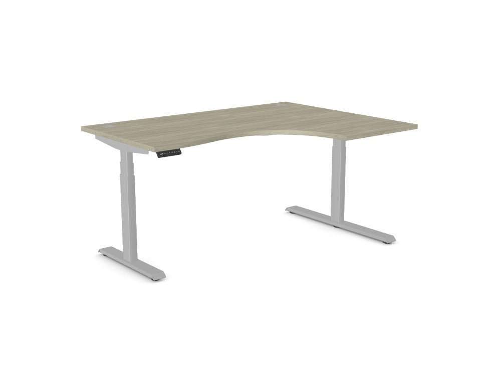 Leap Radial Standing Height Adjustable Desk - SKU: Frame: LEAP/R3S8050/90/SLV + Top: E - RD1612R/AO