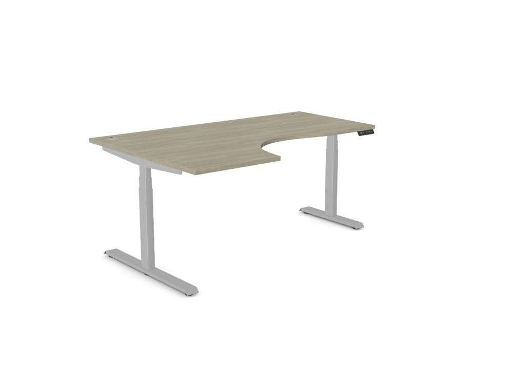 Leap Radial Standing Height Adjustable Desk - SKU: Frame: LEAP/R3S8050/90/SLV + Top: E - RD1812L/AO