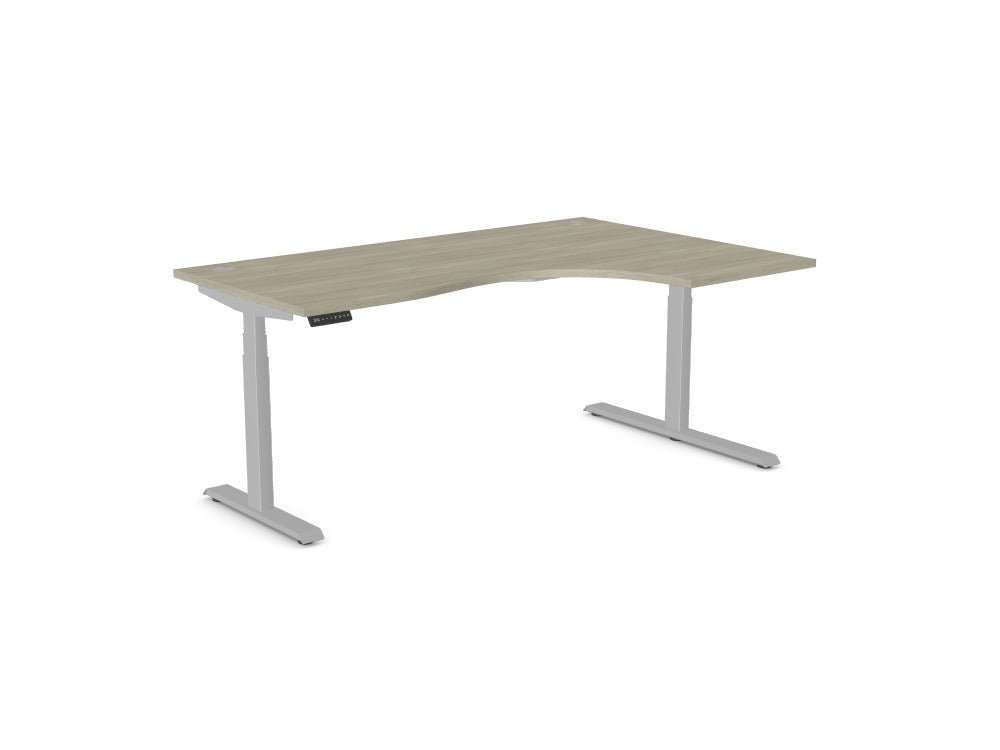 Leap Radial Standing Height Adjustable Desk - SKU: Frame: LEAP/R3S8050/90/SLV + Top: E - RD1812R/AO