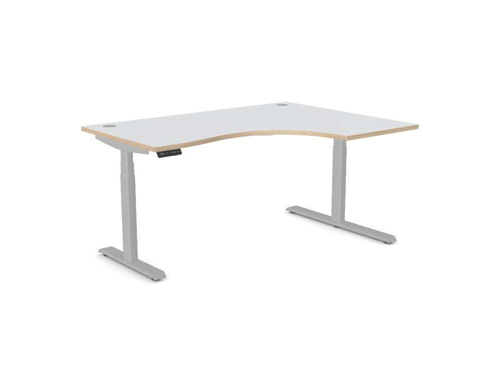 Leap Radial Standing Height Adjustable Desk - SKU: Frame: LEAP/R3S8050/90/SLV + Top: P - RD1612R/GY