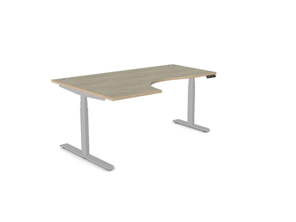 Leap Radial Standing Height Adjustable Desk - SKU: Frame: LEAP/R3S8050/90/SLV + Top: P - RD1812L/AO