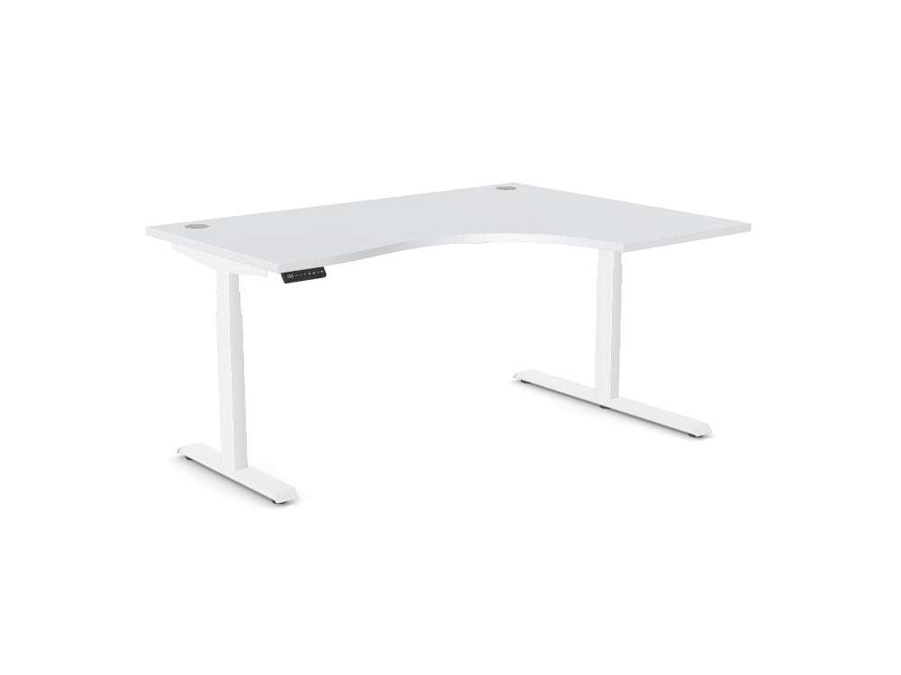 Leap Radial Standing Height Adjustable Desk - SKU: Frame: LEAP/R3S8050/90/WHT + Top: E - RD1612R/GY
