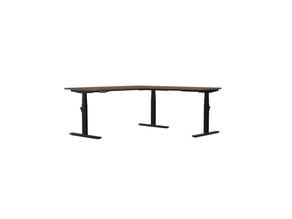 Leap Single Desk L - shape Standing Height Adjustable Desk - SKU: Frame: LP/S3S8050/BLK + LEAP/L - EXT/BLK + Tops: E - 25 - TP1880/AW + S - T1060/AW
