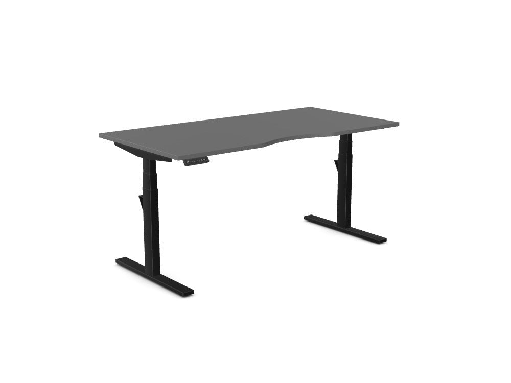 Leap Single Desk - Standing Height Adjustable Desk - SKU: Frame: LP/S3S8050/BLK + Top: E-25-DPS1680/GRTHATSMYOFFICE