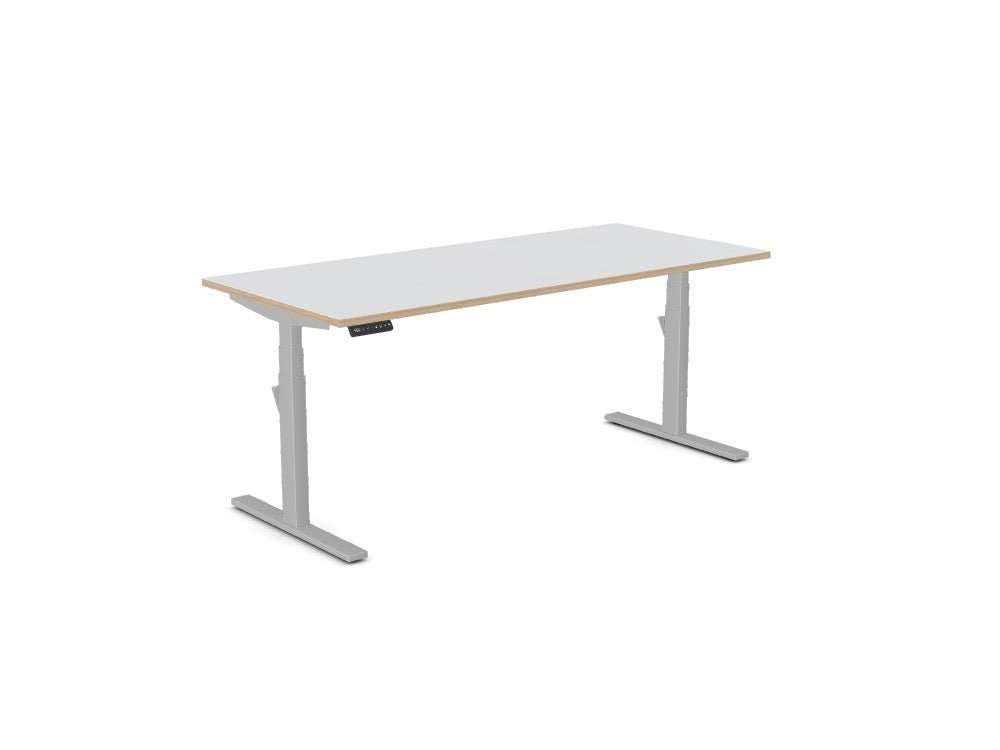 Leap Single Desk - Standing Height Adjustable Desk - SKU: Frame: LP/S3S8050/SLV + Top: P - T1880/GY