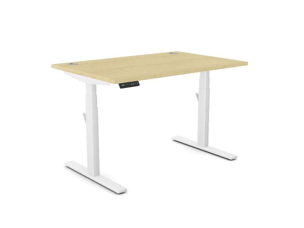 Leap Single Desk - Standing Height Adjustable Desk - SKU: Frame: LP/S3S8050/WHT + Top: E - 25 - TP1280/MP