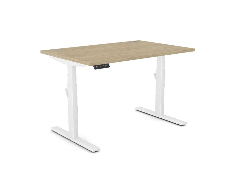 Leap Single Desk - Standing Height Adjustable Desk - SKU: Frame: LP/S3S8050/WHT + Top: E - 25 - TP1280/UOTHATSMYOFFICE